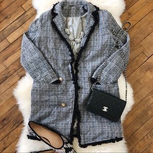 Tweed boyfriend longline blazer